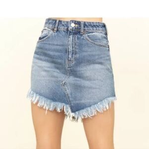We The Free Frayed Hem Denim Skirt